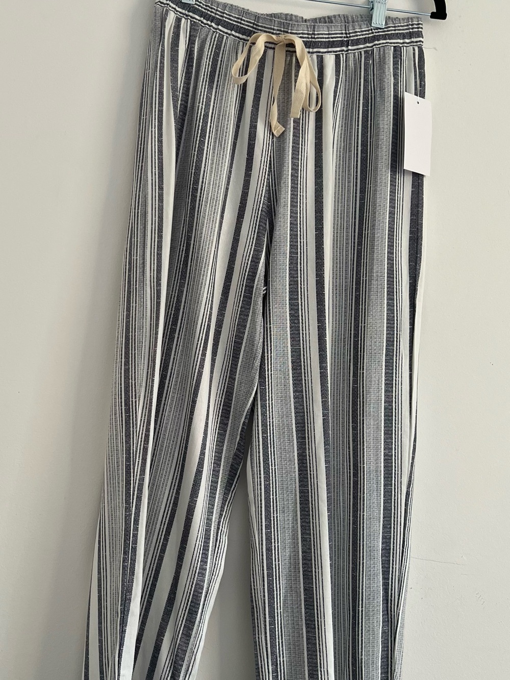 NWT Modern Attraction Striped Wide Leg Pants M Black White Boho Coastal Resort